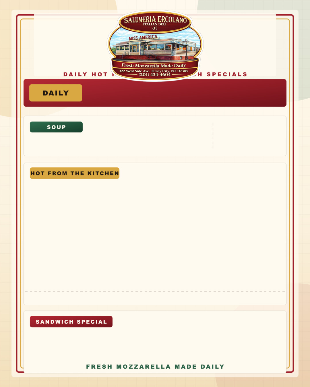 Salumeria Ercolano daily specials feed preview
